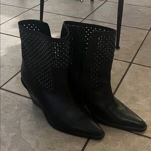 Bronx Black Studded Ankle Booties, size 8